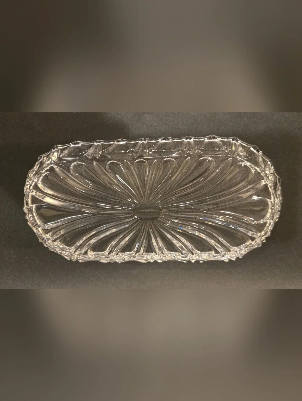 Vintage Oval Crystal Celery Dish
